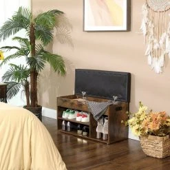 VASAGLE Schuhbank »LHS30«, Sitzbank, gepolstert, 3 offene Fächer, mit Stauraum, bis 150 kg belastbar Vintage, Weiß -Vasagleau Geschaft 958981de 790f 43ca 9773 f5413fdd85b6