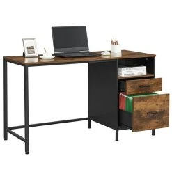 VASAGLE Computertisch »LWD052B01YC«, Schreibtisch mit Aktenschrank Schubladen Büro Homeoffice vintagebraun-schwarz