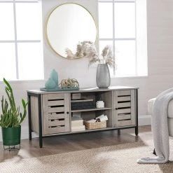 VASAGLE Lowboard »LTV43BX / MB«, TV-schrank, Fernsehtisch, mit 2 Schränken und 2 Regalebenen, 110 x 40 x 50 cm, Industrie-Design Greige-Schwarz, Vintage -Vasagleau Geschaft 9a3edeae 62bb 442a a16c 0904d1e277a8