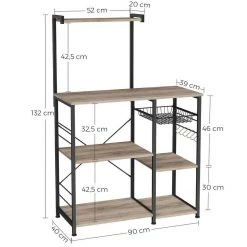 VASAGLE Standregal »KKS035/35«, Küchenregal mit Metallkorb, 6 S-Haken und Regalablagen, 90 x 40 x 132 cm, Industrie-Design Haselnussbraun-schwarz, Greige-schwarz, Vintage 53 VASAGLE Standregal »KKS035/35«, Küchenregal mit Metallkorb, 6 S-Haken und Regalablagen, 90 x 40 x 132 cm, Industrie-Design Haselnussbraun-schwarz, Greige-schwarz, Vintage -Vasagleau Geschaft 9cbff76d 998b 4332 94be 58e91fe22be3