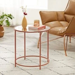 VASAGLE Beistelltisch »LGT20G/020B01«, Beistelltisch rund, kleiner Couchtisch, Glastisch mit Metallgestell, Nachttisch, Sofatisch Gold, Ros&eacute;gold, Schwarz -Vasagleau Geschaft 9de572f3 3d7d 4e25 a9e4 8473fbf119b2