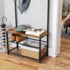 VASAGLE Garderobenständer »HSR41«, Kleiderständer mit Schuhablagen, vintage Grau, Walnussbraun -Vasagleau Geschaft 9f1f99c9 d3a3 49dc ae10 ba14814627d4