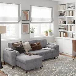 VASAGLE Schlafsofa »LCS801«, Bettsofa mit Stauraum, Ecksofa, mit Becherhalter, einfache Montage, 223 x 142 x 88 cm (L x B x H), modern Dunkelgrau, Hellgrau -Vasagleau Geschaft a2cc3532 2965 40dc a580 c837817257f5