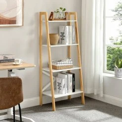 VASAGLE Standregal »LLS200N01 LLS200W01«, Bücherregal, Leiterregal mit 4 Ebenen Natur, Weiß -Vasagleau Geschaft a2f82a94 246d 4d5d 96ef 0ffbf3c2a169