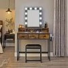 VASAGLE Schminktisch »RVT014A10 RVT014B01«, Frisiertisch, Kosmetiktisch mit Hocker, 10 LED-Glühbirnen, einstellbare Helligkeit Vintagebraun-Schwarz, Weiß-gold -Vasagleau Geschaft a3610fac 6aa0 4a90 8d99 888bc4963a22