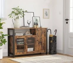 VASAGLE Sideboard »LSC096B01«, Küchenschrank, Aufbewahrungsschrank, mit 3 Türen, Breite 110 cm, für Wohnzimmer, Küche, Esszimmer, vintage