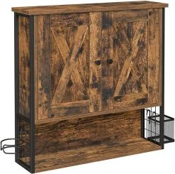 VASAGLE Hängeschrank »BBK123B01« Wandschrank mit 2 Türen, verstellbar, mit Haartrocknerhalter, Industrie-Design, vintage