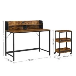 VASAGLE Computertisch »LWD066B01«, Schreibtisch mit Monitorständer, 3-stöckiger Rollwagen, Stahlrahmen, Industriestil, vintage -Vasagleau Geschaft a4b1386e b9f9 49f0 b6b6 8d4f3405006b