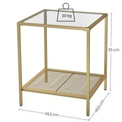 VASAGLE Beistelltisch »LGT030W01 LGT030A01«, Couchtisch mit 2 Ebenen, aus Hartglas, Gold-Transparent -Vasagleau Geschaft a717f1ee f175 4640 a93f 616a6dfea7a9