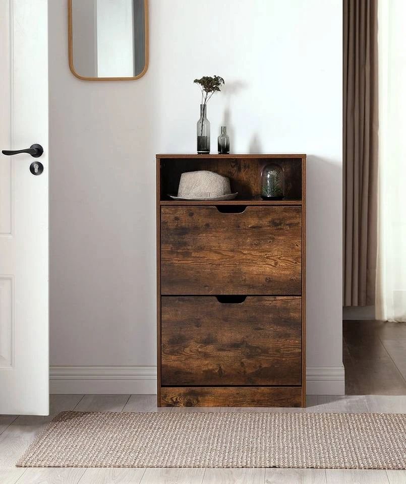 VASAGLE Schuhschrank »LBC040X01 LBC040W01« Schuhregal mit 2 Klappen und mit Zusatzfach, Schuhaufbewahrung, 60 x 24 x 102 cm Vintage, Weiß 5 VASAGLE Schuhschrank »LBC040X01 LBC040W01« Schuhregal mit 2 Klappen und mit Zusatzfach, Schuhaufbewahrung, 60 x 24 x 102 cm Vintage, Weiß – Bild 3