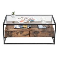 VASAGLE Couchtisch »LCT31BX«, Sofatisch mit 2 Schubladen, gehärtetes Glas, stabil, Wohnzimmer, Lounge, 106 x 57 x 45 cm, vintage 19 VASAGLE Couchtisch »LCT31BX«, Sofatisch mit 2 Schubladen, gehärtetes Glas, stabil, Wohnzimmer, Lounge, 106 x 57 x 45 cm, vintage -Vasagleau Geschaft a876b4f0 b078 4c47 abc6 6c7e676061dc