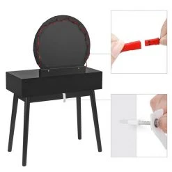 VASAGLE Schminktisch »RDT11WL RDT11BL«, Frisiertisch, Kosmetiktisch, mit Beleuchtung und gepolsterter Hocker Schwarz, Weiß -Vasagleau Geschaft aa5e4729 e6bf 4fc2 a987 90b0f80f12d2