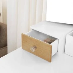 VASAGLE Schminktisch »RDT28K RDT28WT«, Frisiertisch, Kosmetiktisch mit Klappspiegel und 5 Schubladen, mit Hocker Natur, Weiß 30 VASAGLE Schminktisch »RDT28K RDT28WT«, Frisiertisch, Kosmetiktisch mit Klappspiegel und 5 Schubladen, mit Hocker Natur, Weiß -Vasagleau Geschaft aed5ae4f b94a 4fb3 87bf abdd0419d976