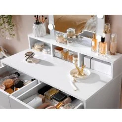 VASAGLE Schminktisch »RDT114W01«, Frisiertisch,Kosmetiktisch mit Spiegel und Glühbirnen, mit 2 Schubladen,weiß -Vasagleau Geschaft af00afab 7716 45dc 90a8 a8675a539e8d