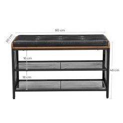 VASAGLE Schuhbank »LBS75X«, Schuhregal, schwarzes Kunstleder, 80 x 30 x 48 cm (L x B x H) -Vasagleau Geschaft af6f52af fb84 43a7 a918 3bc47afe307a