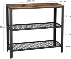 VASAGLE Konsolentisch »LNT81BX LNT081B02«, Flurtisch mit 2 Gitterablagen, Beistelltisch, Sideboard, Wohnzimmer, Flur, schmal, vintage Greige-schwarz -Vasagleau Geschaft b0e71ace 4b39 42fa a3a9 854bd62e79d0