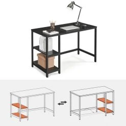 VASAGLE Computertisch »LWD047B16«, Schreibtisch, PC-Tisch, mit 2 Ablagen, für Büro, Wohnzimmer, schwarz -Vasagleau Geschaft b1878cfb 4d3f 4e14 8157 2f18c1fe7df6