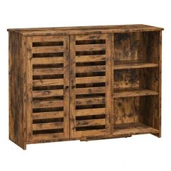 VASAGLE Kommode »LBF004X01«, Sideboard, Küchenschrank mit 2 Lamellentüren, freistehend, 100 x 35 x 75 cm, vintagebraun