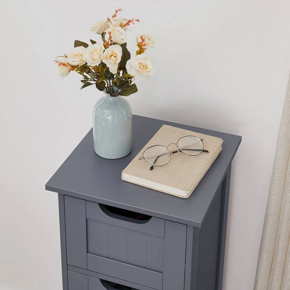 VASAGLE Badkommode »LHC40W LHC040G01«, Badezimmerschrank, Badschrank, weiß Grau, Weiß 16 VASAGLE Badkommode »LHC40W LHC040G01«, Badezimmerschrank, Badschrank, weiß Grau, Weiß – Bild 14