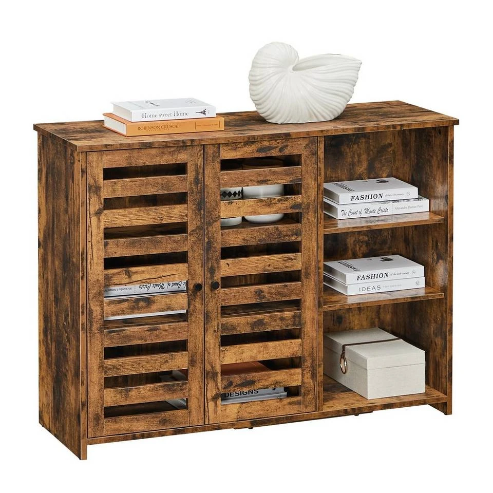 VASAGLE Kommode »LBF004X01«, Sideboard, Küchenschrank mit 2 Lamellentüren, freistehend, 100 x 35 x 75 cm, vintagebraun 10 VASAGLE Kommode »LBF004X01«, Sideboard, Küchenschrank mit 2 Lamellentüren, freistehend, 100 x 35 x 75 cm, vintagebraun – Bild 8