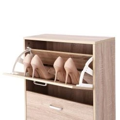 VASAGLE Schuhschrank »LBC03« Schuhregal mit 3 Klappen und Ebenen, perfekt für schmale Flure, 60 x 24 x 120 cm (L x B x H) Eichenfarben, Vintage, Wei&szlig; -Vasagleau Geschaft b53bc424 60b0 437b be21 1a0f5f2da95b