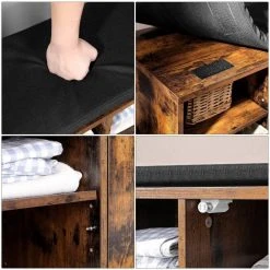 VASAGLE Schuhbank »LHS058X01«, Schrank, Schuhregal mit 9 offenen Fächern, mit Polsterung, rustikale Tür, vintage -Vasagleau Geschaft b6bad104 1824 4f19 ad99 a32e269869ba