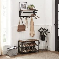 VASAGLE Wandgarderobe »LCR12BX LCR11BX«, Wandregal mit 5 Haken und Ablage, vintage -Vasagleau Geschaft b97f4e6e 32c3 4c71 b166 6bcb2fe987ea