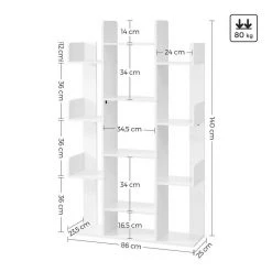 VASAGLE Bücherregal »LBC67BXV1 LBC067W01«, Standregal mit 13 Fächern, Aufbewahrungsregal, 86 x 25 x 140 cm, mit abgerundeten Ecken Vintage, Wei&szlig; -Vasagleau Geschaft b99a9f89 9839 4d5f 99b9 3738eec9de91