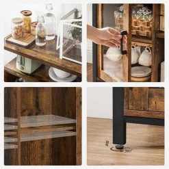 VASAGLE Vitrine »LSC095B01« Sideboard, Stauraumschrank, mit 2 transparenten Glastüren, Esszimmer, Flur, Holzoptik, Vintage -Vasagleau Geschaft b9feecac f8f9 4241 85ac 690c0f1db056