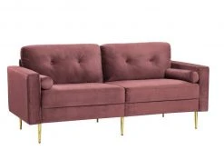 VASAGLE 3-Sitzer »LCS001«, Bezug aus Samt, Metallbeine, Klassisch bis modern, einfacher Aufbau, 183 x 78 x 88 cm Blau, Grau, Petrolfarben, Rosa -Vasagleau Geschaft bb2c7b6e 1179 4cdd b4ca 0ed650039b1c