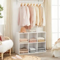 VASAGLE Raumteiler »LBC203 LBC24«, Würfelregal, Bücherschrank, freistehend, als Dekoration, Wohnzimmer, Schlafzimmer, Kinderzimmer Eiche Hell, Weiß, Vintage -Vasagleau Geschaft bcfc783d 667d 4ddd be51 ccf6e0031d31