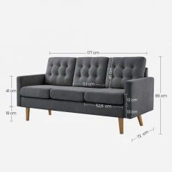 VASAGLE 3-Sitzer »LCS101«, Couch fürs Wohnzimmer, Polyester, 177 x 72 x 86 cm (L x B x H) Beige, Grau -Vasagleau Geschaft bdfc23ce 1b89 4d43 b0ee 4e45fd54d9ff