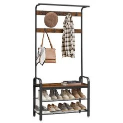 VASAGLE Garderobenständer »HSR400B01«, Garderobe, Schuhregal, mit Sitzfläche und 9 abnehmbaren Haken, 2 Gitterablagen -Vasagleau Geschaft bea1faf2 3705 4676 864e c1466a249d22
