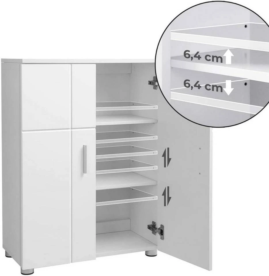 VASAGLE Kommode »BBK42WT«, Badezimmerschrank, Beistellschrank, Flurschrank, weiß 7 VASAGLE Kommode »BBK42WT«, Badezimmerschrank, Beistellschrank, Flurschrank, weiß – Bild 5
