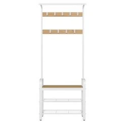 VASAGLE Garderobenständer »HSR40B«, Kleiderständer mit 9 Haken, Schuhregal mit 3 Ablagen und stilvollen Griffen, 183 cm hoch, Industrie-Design Grau, Vintage, Wei&szlig; -Vasagleau Geschaft c0d5acce c6f9 4186 b6c0 2f9c6524823d