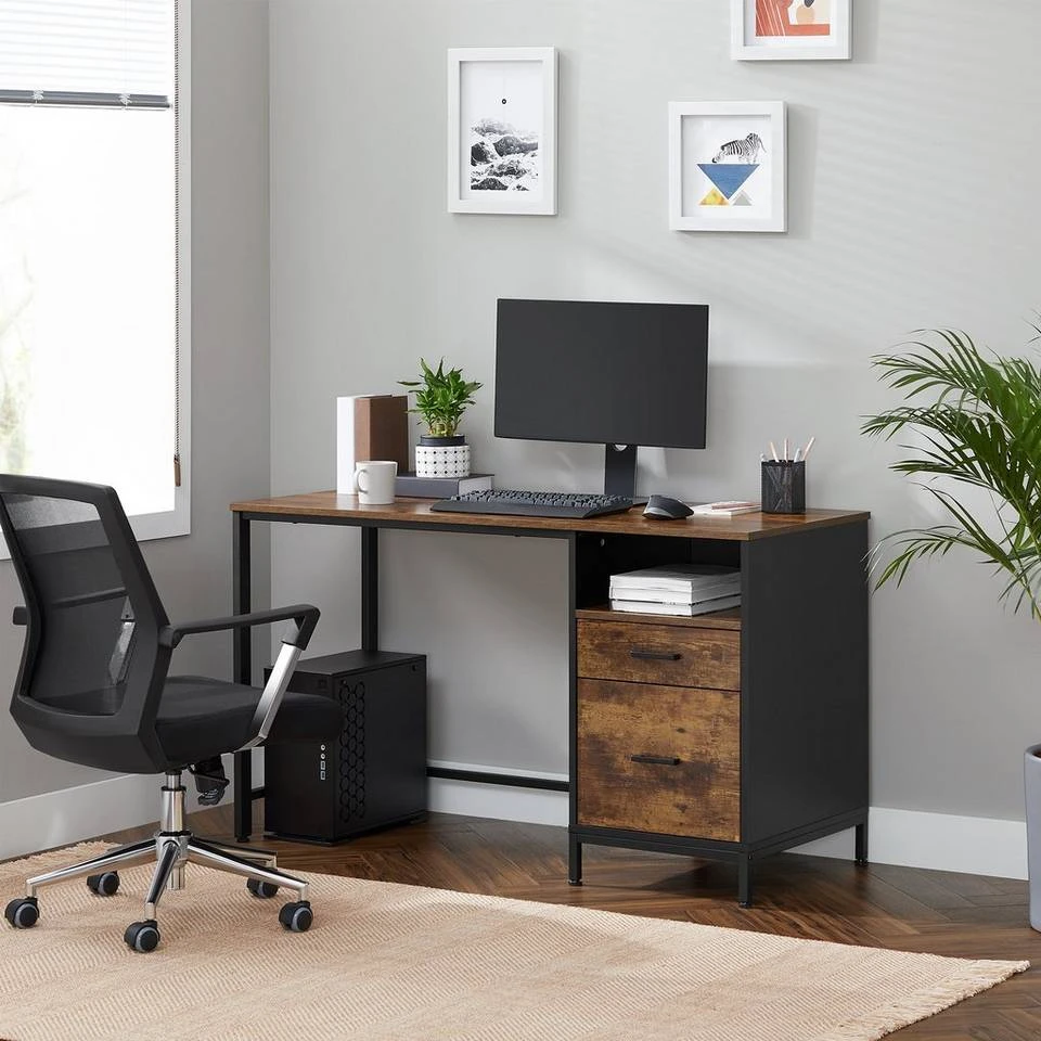 VASAGLE Computertisch »LWD052B01YC«, Schreibtisch mit Aktenschrank Schubladen Büro Homeoffice vintagebraun-schwarz 5 VASAGLE Computertisch »LWD052B01YC«, Schreibtisch mit Aktenschrank Schubladen Büro Homeoffice vintagebraun-schwarz – Bild 3