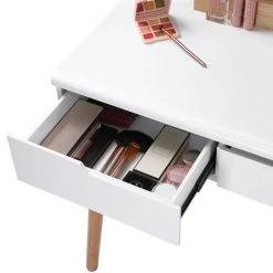 VASAGLE Schminktisch »RDT11BK RDT11K«, Frisiertisch, mit rundem Spiegel und gepolstertem Hocker, 2 große Schubladen Schwarz | schwarz, Wei&szlig; | natur -Vasagleau Geschaft c0eea295 d22d 4f79 97c0 f737f344bf2d