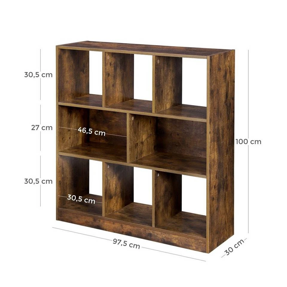VASAGLE Bücherregal »LBC52BX LBC52NL«, Standregal aus Holz, vintage Eiche 9 VASAGLE Bücherregal »LBC52BX LBC52NL«, Standregal aus Holz, vintage Eiche – Bild 7