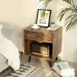 VASAGLE Nachttisch »LET71BX«, Nachttisch, Kleiner Beistelltisch, Beine aus Kiefernholz, vintage