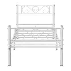 VASAGLE Metallbett »RMB061 RMB063«, Einzelbett, Doppelbett, mit Lattenrost und Bettgestell, für kleine Räume, Gästebett Schwarz, Weiß -Vasagleau Geschaft ce099543 5a39 4543 b6a7 710203a98a20