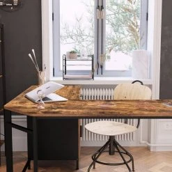 VASAGLE Computertisch »LWD74X«, Eckschreibtisch mit Schrank und Schublade, vintagebraun-schwarz -Vasagleau Geschaft cf6444a2 7666 4d35 83c0 0308456d0352