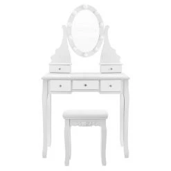 VASAGLE Schminktisch »RDT09WL«, Frisiertisch, Kosmetiktisch mit Beleuchtung, mit Spiegel und Hocker, 5 Schubladen -Vasagleau Geschaft d03eb317 b227 44ed 964b 571944accb01