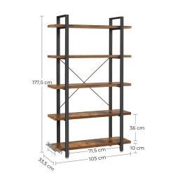 VASAGLE Bücherregal »LLS55BX LLS54BX LLS055B02«, stabiles Standregal, Wohnzimmerregal, vintage Greige-Schwarz -Vasagleau Geschaft d058a4a4 f4ed 46f2 875c a043d341700b