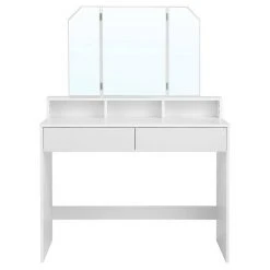 VASAGLE Schminktisch »RDT115W01«, Frisiertisch, Kosmetiktisch mit Klappspiegel und 2 Schubladen, mit 3 offenen Fächern -Vasagleau Geschaft d2348d52 a702 46ce 8357 40fbf66206a7