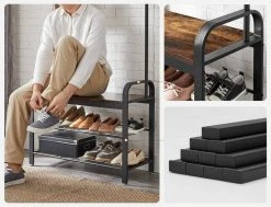 VASAGLE Garderobenständer »HSR400B01«, Garderobe, Schuhregal, mit Sitzfläche und 9 abnehmbaren Haken, 2 Gitterablagen -Vasagleau Geschaft d2f08d2f b848 436d bbac 87b146f62e94