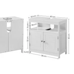 VASAGLE Waschbeckenunterschrank »BBC301W01« Badezimmerschrank, Aufbewahrungsschrank, 60 x 30 x 60 cm, weiß -Vasagleau Geschaft d46c9192 c736 4bcf ad7e e9c0c776595c