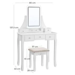 VASAGLE Schminktisch »RDT25WL«, Frisiertisch, Kosmetiktisch mit LED-Beleuchtung in 3 Farben, mit gepolstertem Hocker 17 VASAGLE Schminktisch »RDT25WL«, Frisiertisch, Kosmetiktisch mit LED-Beleuchtung in 3 Farben, mit gepolstertem Hocker -Vasagleau Geschaft d556d377 35af 4679 8c4b 0ff03c14193e