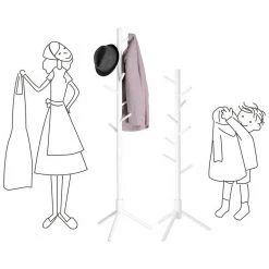 VASAGLE Garderobenständer »RCR04WT«, Kleiderständer aus Massivholz, in Baumform, mit 8 Haken, für Kleidung, Hüte, Taschen, Flur, Eingangsbereich, weiß