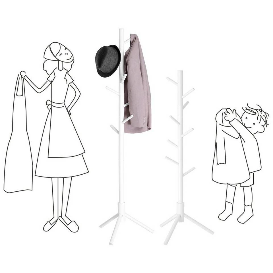 VASAGLE Garderobenständer »RCR04WT«, Kleiderständer aus Massivholz, in Baumform, mit 8 Haken, für Kleidung, Hüte, Taschen, Flur, Eingangsbereich, weiß 3 VASAGLE Garderobenständer »RCR04WT«, Kleiderständer aus Massivholz, in Baumform, mit 8 Haken, für Kleidung, Hüte, Taschen, Flur, Eingangsbereich, weiß