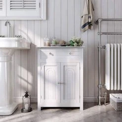 VASAGLE Badkommode »BBC61«, Badezimmerschrank, mit Schublade und verstellbarem Zwischenfach, Landhausstil, 60 x 30 x 80 cm, weiß